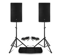 Power Dynamics PD415A Bluetooth Active Speakers Pair with Stands, Bag & XLR Cables - DJ PA System Package, PA Sound Setup for Live Band, Ideal for Disco Events and Parties