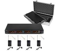 Power Dynamics PD504B UHF Wireless Microphone System - 4 Bodypacks with 50 Selectable Channels, Headset & Lavalier Mics, IR Sync, XLR Output, LCD Display, Aluminium Carry Case Included (SKU: LLA3477)