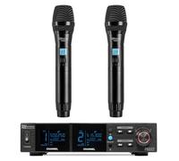 Power Dynamics PD PD522 UHF Dual Wireless Microphone System, 2x Rechargeable Handheld Mics, 100-Channel Receiver, XLR Output, Professional Wireless Handheld Mic Set for Karaoke, Events, Presentations