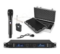 Power Dynamics PD632C Dual Channel UHF Wireless Microphone System - 1 Handheld & 1 Bodypack Mic with LCD Display, IR Selection & Carry Case for DJ, PA, Church & Conference Use