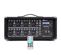 Power Dynamics PDM-C805A 8-Channel Powered PA Mixer Amp, 800W, Bluetooth | USB/SD MP3 Media Player, 5-band EQ, XLR & RCA inputs, DJs live music stage events
