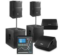 Power Dynamics PDY215A Complete PA System Package with Active 15" Tops, 18" Subs, Monitors, Digital Mixer - Ideal for Live Band Performances and Church PA System Setup