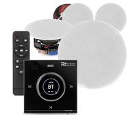 Power Dynamics Powerline B100B Bluetooth Ceiling Speaker Kit with 4x PD FCS8 8" Low Profile Speakers, In-Wall Amplifier, Speaker Cable - Wireless Home Audio, Installed Ceiling Speakers System