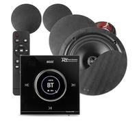 Power Dynamics Powerline B100B Bluetooth Ceiling Speaker System with 4x 5.25 NCSS5B Black Speakers, In-Wall LCD Amplifier, 10m Speaker Cable - Wireless Home Audio Kit for Multiroom & Kitchens