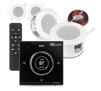 Power Dynamics Powerline B100B Bluetooth Compact Ceiling Speaker System - 4 Ultra-Compact 3" Ceiling Speakers with In-Wall Bluetooth Amplifier, Touch Control, 4x 25W, Speaker Cables Included