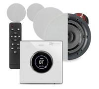 Power Dynamics Powerline B100W Bluetooth Ceiling Speaker System with 4x 6.5 QI65CB in Ceiling Speakers, Wall Amplifier, LCD Touch Control, 40m Speaker Cable, Home Audio Kit, White