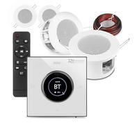 Power Dynamics Powerline B100W Bluetooth Compact Ceiling Speaker System, 4x 3 Ultra-Compact Ceiling Speakers, In-Wall Amplifier with LCD, Speaker Cable Kit - Home Audio Solution