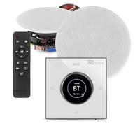 Power Dynamics Powerline B50W Bluetooth Ceiling Speaker Kit - Complete In-Ceiling Audio System for Homes and Offices, 2x FCS6 6.5" Ceiling Speakers, In-Wall Bluetooth Amplifier with Touch LCD, White