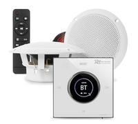 Power Dynamics Powerline Bluetooth Bathroom Ceiling Speaker System with In-Wall Amplifier, LCD Touch Control, Waterproof 4" Ceiling Speakers & Speaker Cable - Complete Bathroom Audio Solution