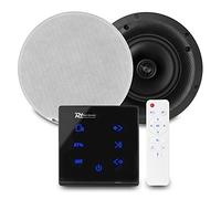 Power Dynamics Powerline Bluetooth Ceiling Speaker System-A50B In-Wall Amplifier with 2x FCS8 8" Speakers-Home Audio System with Wireless Streaming, MP3, AUX Input & Magnetic Grilles