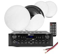 Power Dynamics PV220BT Multi Room Ceiling Speaker System, Bluetooth Amplifier, Home Audio Kit with 4x NCSS5B 5.25-Inch Speakers and Installation Cables