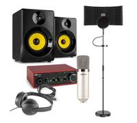 Power Dynamics Vonyx CM400 Vocal Recording Kit - Complete Home Studio Package with Microphone, USB Audio Interface, Reflection Filter, Headphones & 140W Studio Monitors