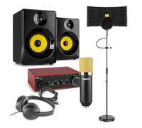 Power Dynamics Vonyx CM400B Vocal Recording Kit Bundle with USB Audio Interface, Condenser Microphone, 140W Studio Monitors, Reflection Filter & Headphones, Complete Home Studio Package
