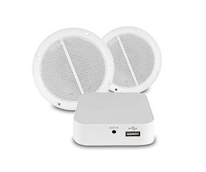 Power Dynamics WT10SET WiFi Ceiling Speaker System, Home Audio Wireless Amplifier with 5.25" Marine Speakers, App Controlled Streaming for Kitchen & Bathroom