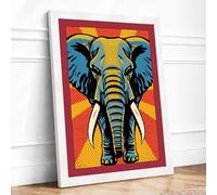 Power Elephant Pop Art Framed Wall Art Print A3 (42×29.7cm) White, Wall Decor for Living Room, Bedroom, Office & Home, Ready to Hang, Art Gift