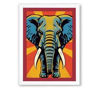 Power Elephant Pop Art Framed Wall Art Print A4 (29.7×21cm) White, Wall Decor for Living Room, Bedroom, Office & Home, Ready to Hang, Art Gift