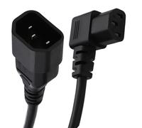 kenable Power Extension Cable IEC C14 Male to Right Angle C13 Female UPS PDU Lead 0.75mm² 5A VDE Approved 2m Black