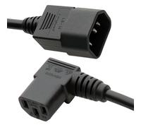 kenable Power Extension Cable IEC C14 Male to C13 Female Right Angle 0.75mm² UPS PDU Lead VDE Approved 1m Black