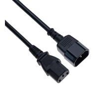 Power Extension Cord AC Kettle Lead UK IEC C13 to C14 1m PC Supply Cable Male to Female Compatible with Computer Monitor Printer PDU UPS Systems Servers Audio/Visual Equipment (Black)