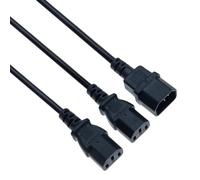 Power Extension Dual Y Splitter Cable Cord (1m) Kettle Lead UK IEC C14 to 2x C13 Mains Cord Male to Female Compatible with PC AC Computer Monitor Printer PDU UPS Systems Servers Audio (Black)
