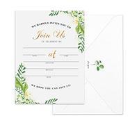 POWER FLOWER 12 Invitations with Envelopes for all Occasions, Blank Fill-in Floral Watercolors Invites Perfect for: Wedding, Bridal Showers, Engagement, Birthday Party or Special Event (686)
