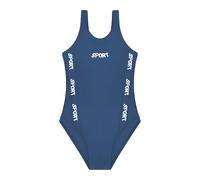 POWER FLOWER Girls Sports Swimsuit One-Piece Swimming Costume Athletic Swimwear with Thick Strap for Kids 8-16 Years (14-16 Years, LA564-Navy)
