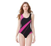 POWER FLOWER Ladies Swimsuit One Piece Competitive Athletic One Piece Swimsuit Racerback Training Swimwear Swimsuits for Women (L, LA726-Black)