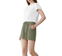 POWER FLOWER Women’s Summer Shorts Lightweight and Breathable - Elastic Waist with Drawstring, Side Pockets, Loose Casual Fit (LY129-Olive, S-M)
