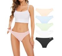 POWER FLOWER Women's Seamless Brazilian Thong Underwear - Invisible Panties, Cheeky Knickers Multipack, No Show and Comfortable (S-M, 32057)