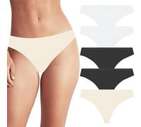 POWER FLOWER Women's Seamless Thongs Underwear - No Show Strings, Breathable and Comfortable Tongs Multipack (L-XL, 32010)