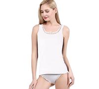 POWER FLOWER Womens Tank Top Lace Camisoles Undershirt Slim Fit with Premium Cotton - Italian Design Ultra Soft (F921-White, L)