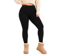 POWER FLOWER Women's Thermal Leggings, Sherpa Fleece Lined Winter Leggings, High Waisted Stretch Warm Pants for Cold Weather (LY166-Black-AA, 2XL-3XL)