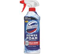 Power Foam Arctic Fresh Toilet & Bathroom Cleaner Spray upside down & eliminates 99.99% of germs cleaning inside toilet & around bathroom 450 ml