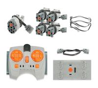 Power Functions Motor Set, QIQIAZI 11 PCS Power Functions Motor Set with L-Motor, Remote Control, Battery Box, Servo Motor, LED Light Cable, Extension Wire Compatible with Technic Models