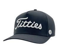 Power Golf GP Performance Golf Hat Snapback with Breathable Laserholes - Original Titties Golf Hat with Adjustable Strapback, Black, One size
