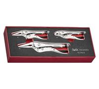 Teng Tools 3 Piece 4 Inch Curved Jaw, 4 Inch & 6 Inch Long Nose Vise Grip Locking Plier EVA Foam Set - TEZVG03