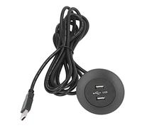 Power Grommet, 5V Recessed Dual USB Charging Ports Grommet USB Hub Socket Good Protection Fast Embedded Installation USB Power Strip Outlet for Bed Desk Table Sofa(black)