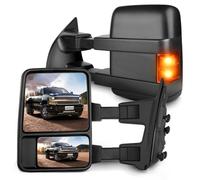 Power Heated Led Side Lamps Turn Signal Lights For 1999-2007 Ford F250 F350 F450 F550 Super Duty Truck Manual Telescopic Folding Towing Mirrors with Adapter