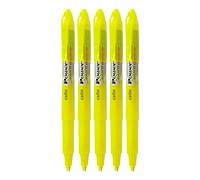 POWER Highlighter Pens, YELLOW, Chisel Tip, Pack of 5, Fast-drying, Fluorescent Colour, Perfect for School Office Home Use, iZOFAX Black Ball Pen