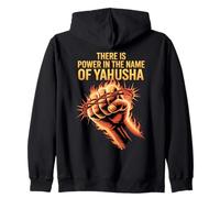 Power in the Name of Yahusha Hebrew Lion of Judah Faith Zip Hoodie