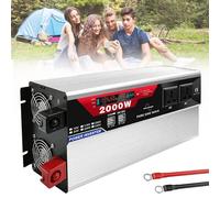 Power Inverter 1000W 1500W 2000W 3000W 12V/24VDC to 110V/220V AC Pure sine Wave Converter with 2 Outlets 6 USB(24Vto110V,2000W)