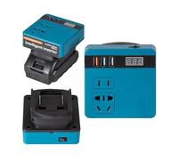 Power Inverter 120W Lithium Battery Inverter Power Bank 18v 21v to AC Multi-Function Household Smart Transformer(Blu)