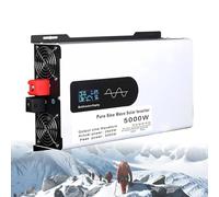 Power Inverter 5000W Pure Sine Wave 12V/24V/48V/60V/72V DC to 110V AC LCD Display Dual AC Outlets Smart Fan for RV Home Solar System