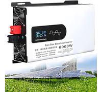 Power Inverter 6000W Peak Power 3000W Rated, Pure Sine Wave, LCD Display & 2 Output Sockets, DC 12V/24V/48V/60V/72V/96V to 110V/220V AC