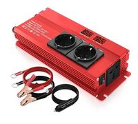 Power Inverter Car Inverter 2600W Power DC 12V/24V To AC 220V Display & 4USB Converter Charger Transformer EU/Universal Plug(12V EU Red)