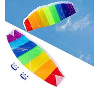 Power Kite, LASIEYO Rainbow Kite for Children and Adults, Soft Stunt Sport Parafoil Kite with 30M Rope,Dual Line Sport Kite,Outdoor Seaside Beach Toy