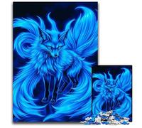Power Kitsune Fox Neon Adult Jigsaw Puzzles 1000 Pieces Wooden Jigsaw Perfect for Birthday ChristmasHalloween Gifts 1000 PCS(75x50cm)