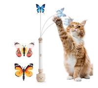 Power Kitty Exerciser, Battery Operated Revolving Wing Rod, Floor Bases | Suction Cup Indoor Cat Toys for Scratch Play Exercise Boredom Home Living Room Bedroom Balcony Door Floor Travel