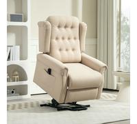 Homcom Power Lift Recliner Armchair With Wingback, Button Tufted, Beige, White