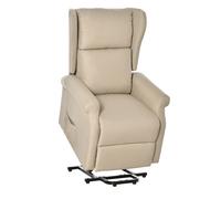 Power Lift Recliner Chair Beige Fabric 72.5x94x109 cm Remote Padded Upholstered